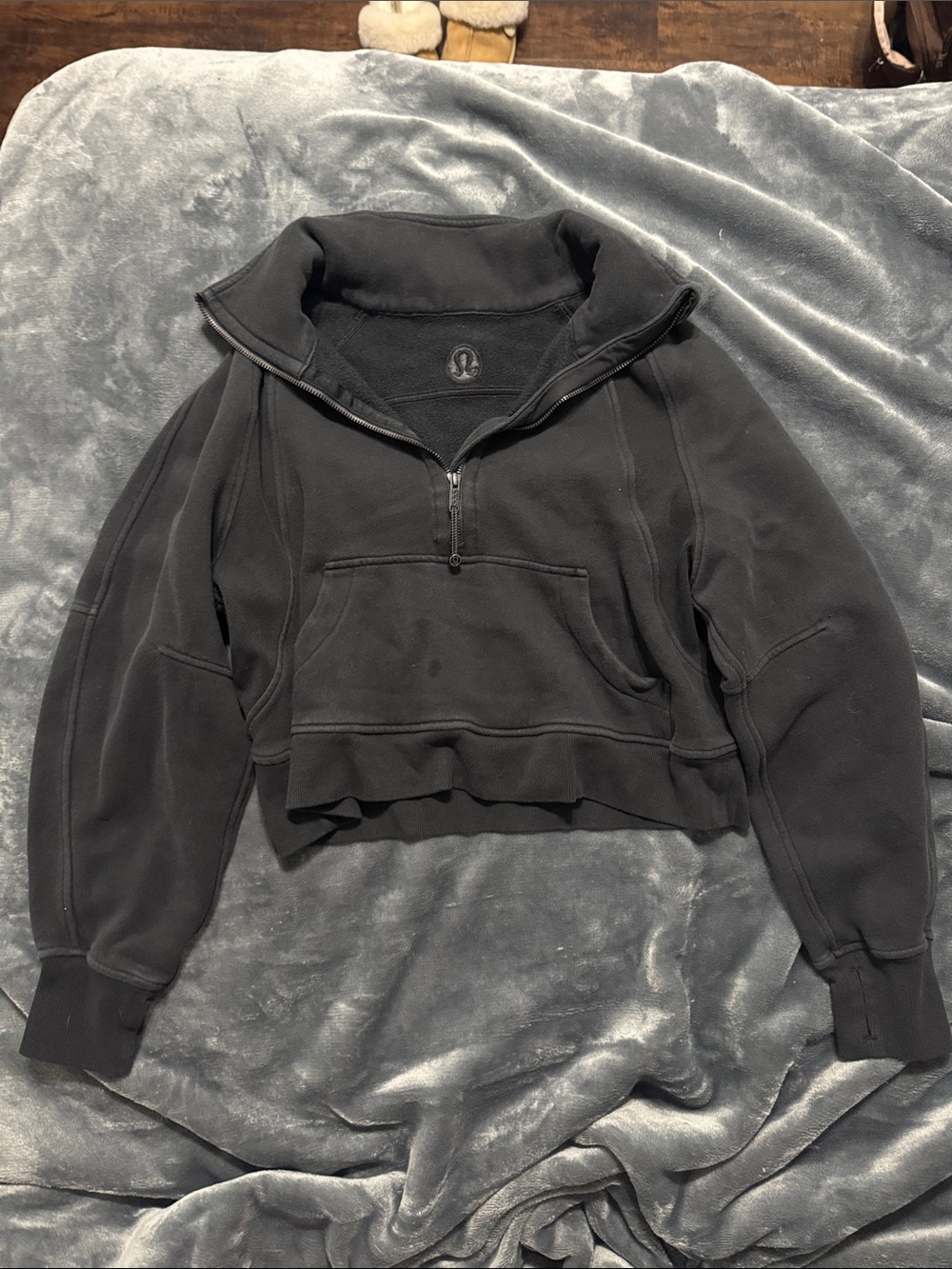 lululemon athletica Black Cropped Scuba Half-Zip Sweatshirt